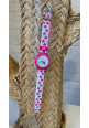 Reloj flip fucsia estampado  